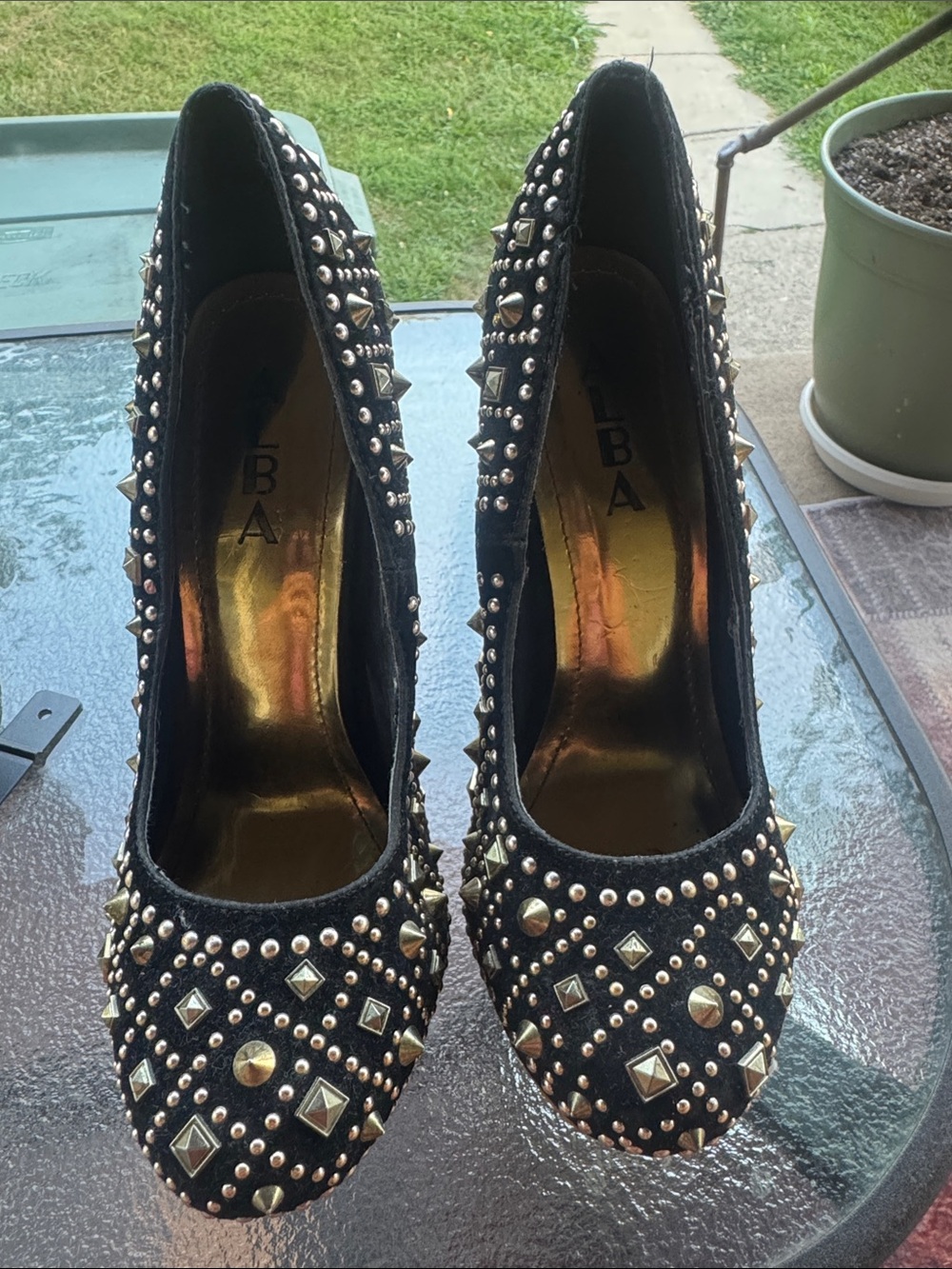 Alba Black Studded High-Heel Pumps